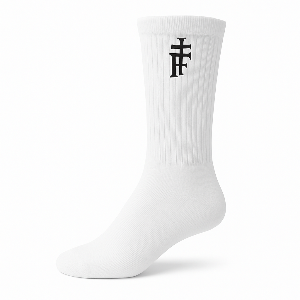 Faith & Fashion Monogram Crew Socks (Small Logo)