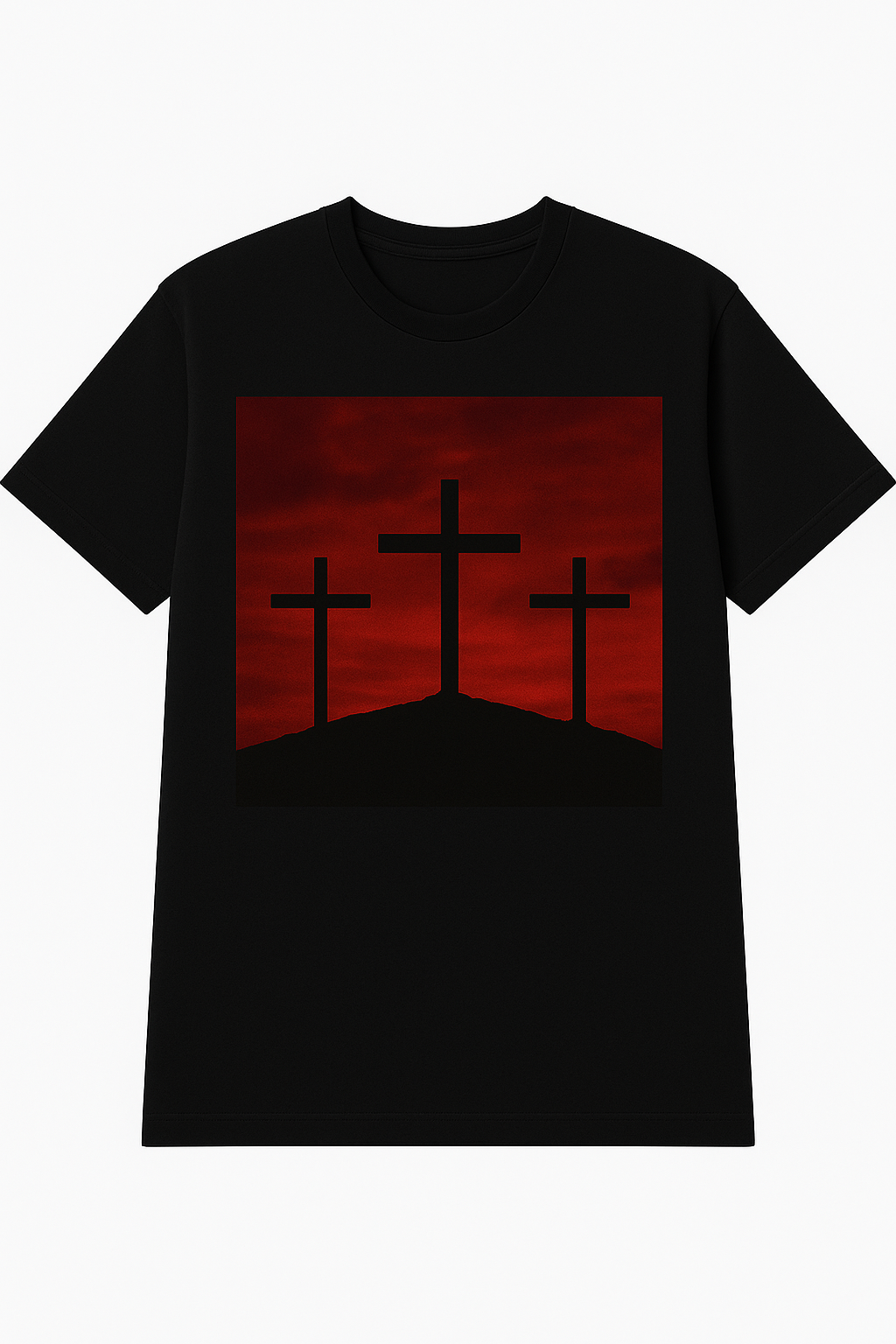 Calvary Silhouette T-Shirt – Red Sunset Edition